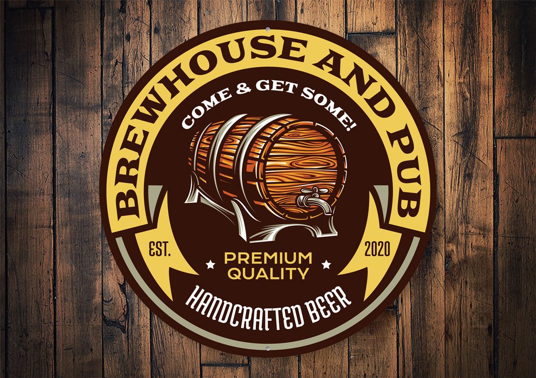 Brew House and Pub Estd. Year Sign